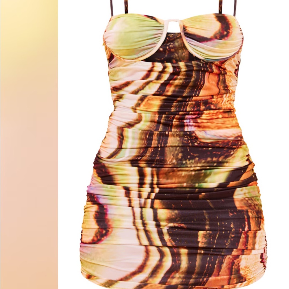 PrettyLittleThing ombre underwire cut out Multicolor dress US size 0 mini dress